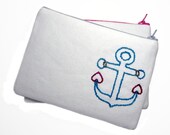 Anchors away embroidered zipper pouch