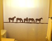 Wild Horses Shower Curtain Western theme bathroom decor kids bath horse herd zebra meadow sunset hill