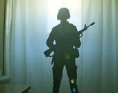 Soldier Shower Curtain Hero Army Bathroom Decor Kids bath Armed Forces Ak47 Gun Rifle Veterans Troops Respect the Fallen