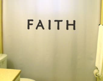 Faith Shower Curtain Motivational Inspirational Quote saying bathroom decor bath kids inspire motivate uplifting novelty unique