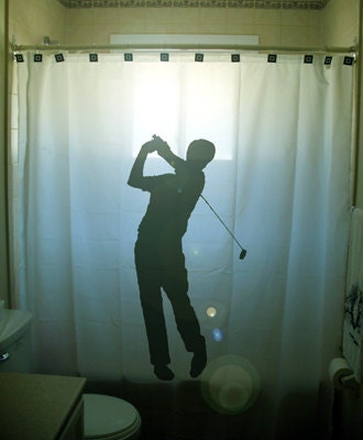 Golf Shower Curtain Golfer Bathroom Decor by CustomShowerCurtains