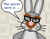 Moustache Rabbit ACEO, Funny Bunny Illustration, Mini Art Print