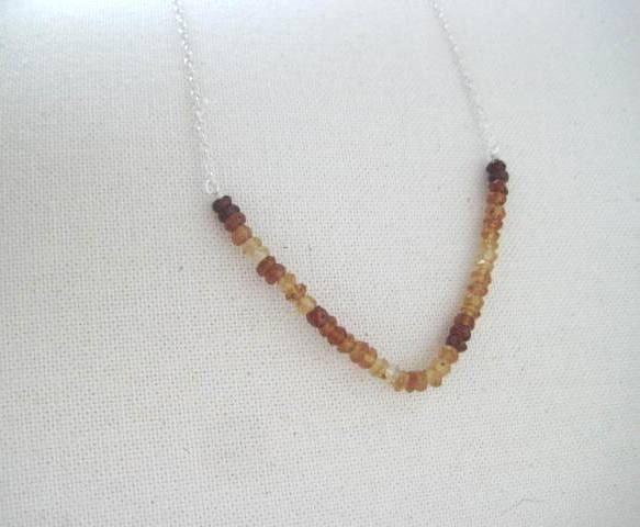 Hessonite Garnet Chevron Necklace, Sterling Silver, Ombre