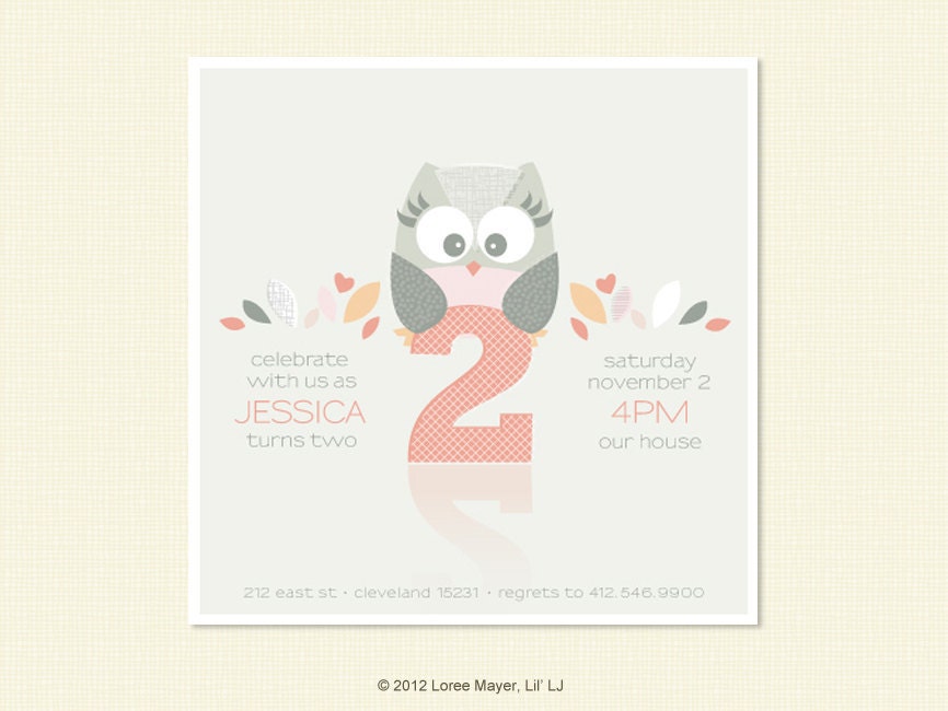 Owl Birthday Invitation for Girls