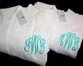 Couples monogrammed  Waffle Weave Robe Set wrap yourself in Waffle Weave cotton luxury