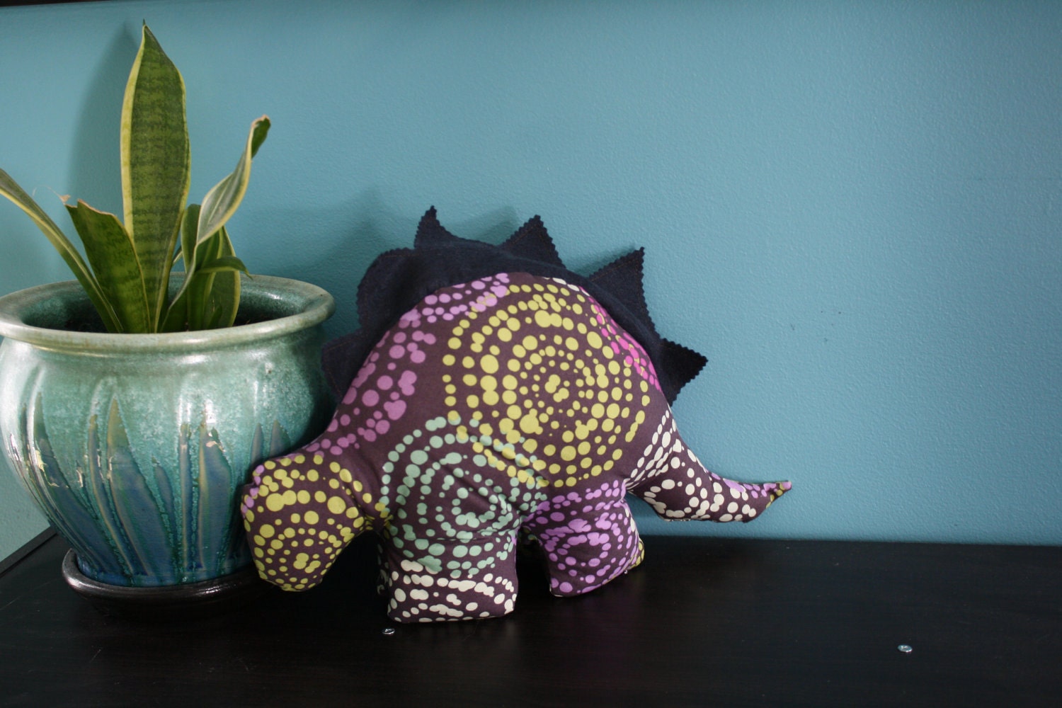 Purple Patterned Simple Stuffed Dinosaur