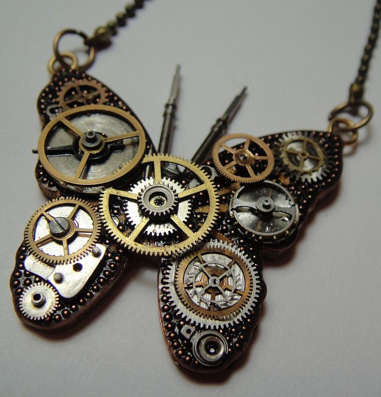 Micro-Mechanical Butterfly Necklace