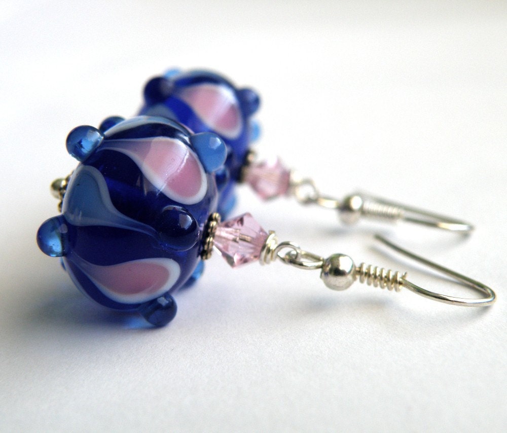 Handmade lampwork earrings and pendant Colorful Drops