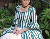 Green Rococo Colonial Tea Striped Gown Dress CUSTOM