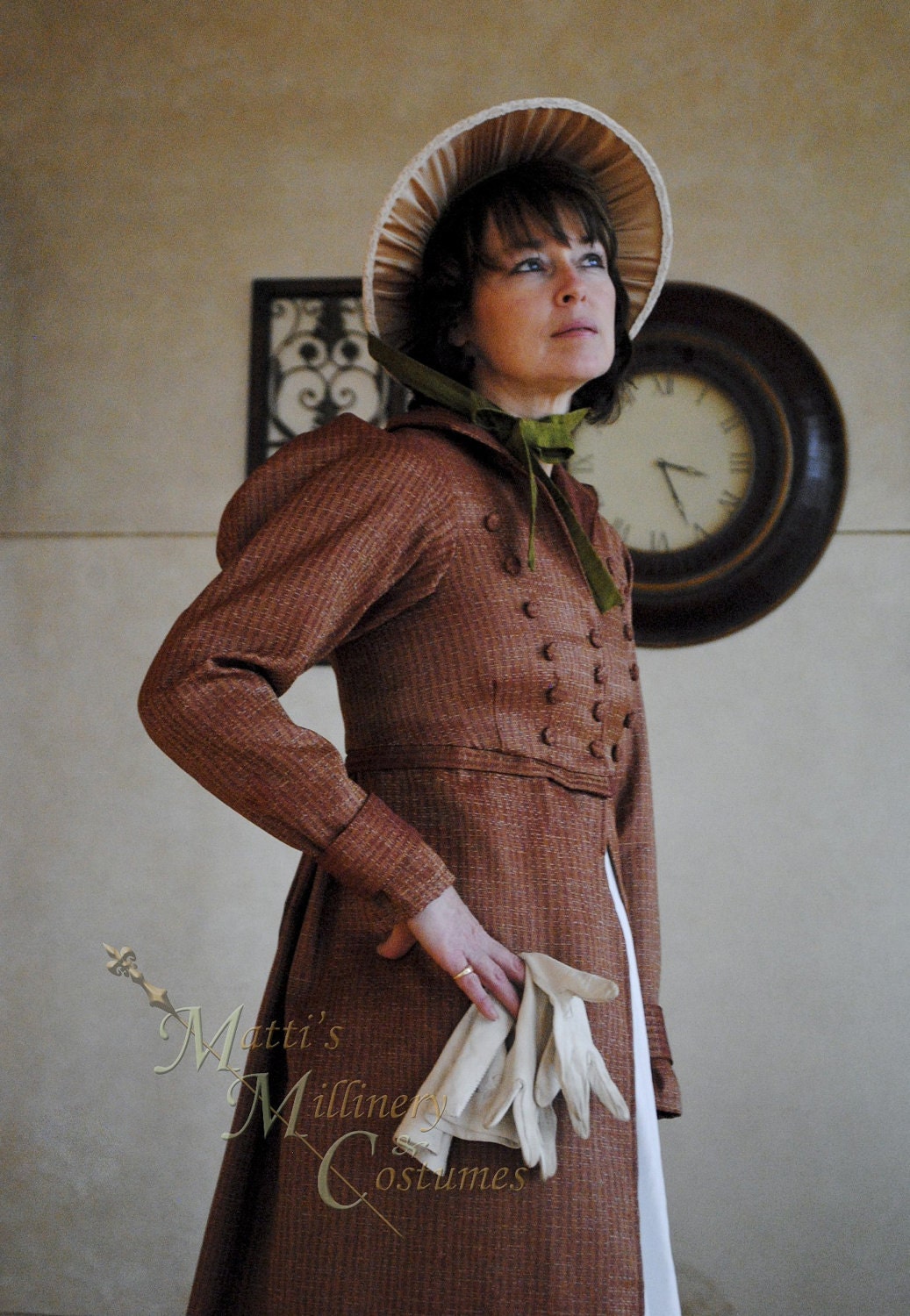 15% OFF Regency Jane Austen dress Spencer Jacket Pelisse Militia P & P Redingote in Terra Cotta