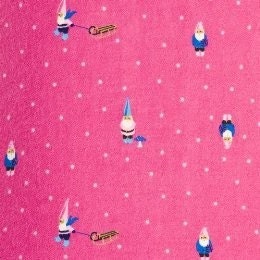 Pink Polka Dot Garden Gnomes on Flannel, 1 Leg Panel