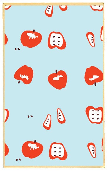 Heather Ross, Munki Munki, APPLES in KNIT, Red and Aqua, 1 Front Panel