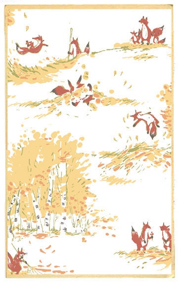 Heather Ross, Munki Munki, FOXES in Flannel, 1 Leg Panel