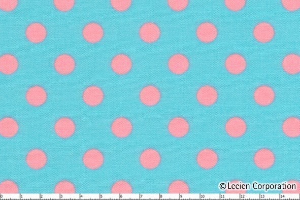 Japanese, Leicen Color Basics, Pink Polka Dots on Aqua, 4524-LP, Half Yard