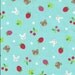 Japanese, Bears, Bunnies and Strawberries in Red and Aqua, Half Yard