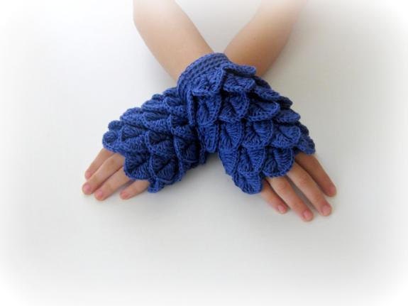 Fingerless Gloves , Marine, Royal Blue, Trendy, Girly, Teenie, Women, Flower