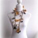 Crochet lariat scarf with Leaves in fresh Autumn Color, Green, Mustard, Necklace