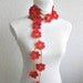 Crochet lariat scarf with Flower in Red, Green,  Necklace,  Crochet Floral Necklace, Feminine, Trendy, Infinity, Summer, Harvest,