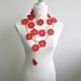 Crochet lariat scarf with Flower in Red, Green,  Necklace,  Crochet Floral Necklace, Feminine, Trendy, Infinity, Summer, Harvest,