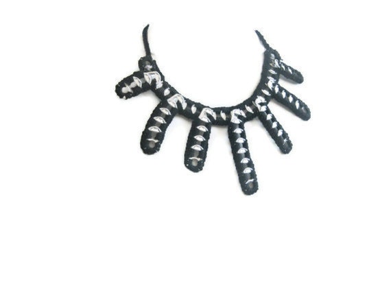 Fabulously reclaimed, recycled, repurposed Necklace in Black Silver