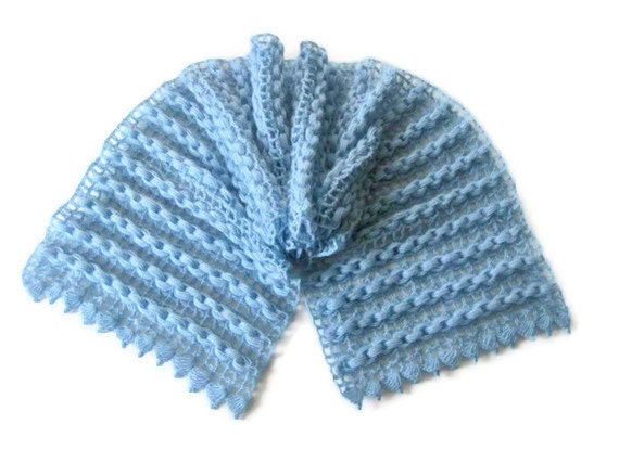 Rectiangle Shawl, Neckwarmer in Blue, Baby blue, Sky blue, Pale, Angora, Mohair, Crochet Shawls, - soft purple