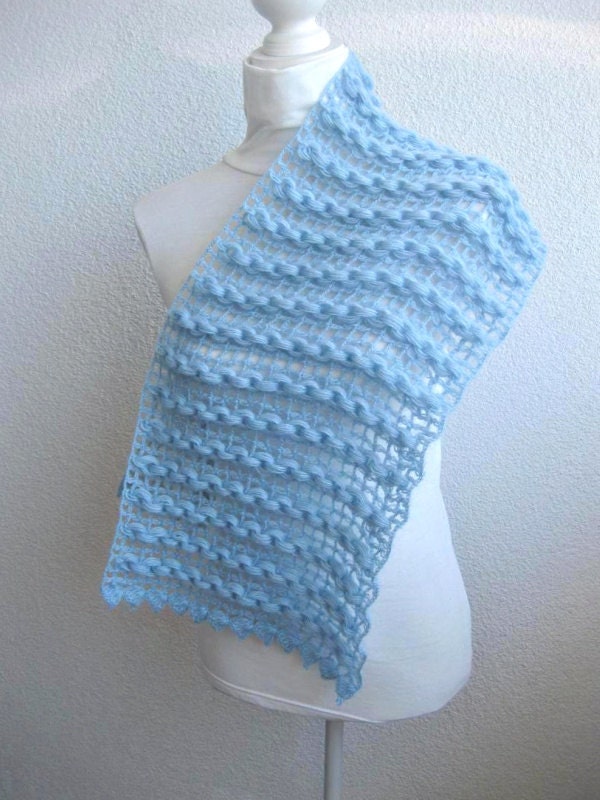Rectiangle Shawl, Neckwarmer in Blue, Baby blue, Sky blue, Pale, Angora, Mohair, Crochet Shawls, - soft purple