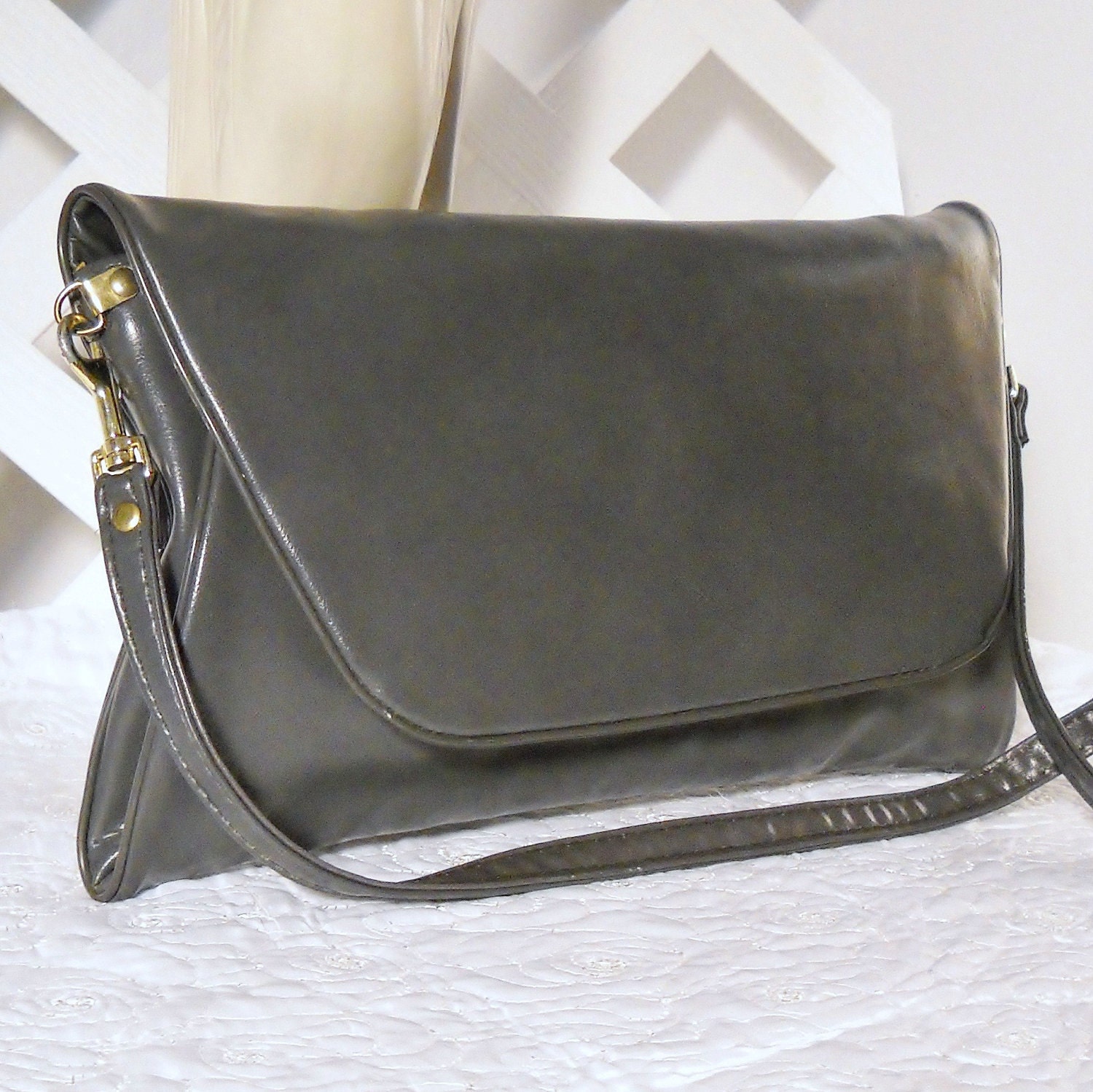 gunmetal clutch bag