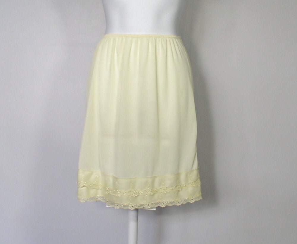 Yellow Vintage Half Slip Nylon by VintageAgelessThings on Etsy