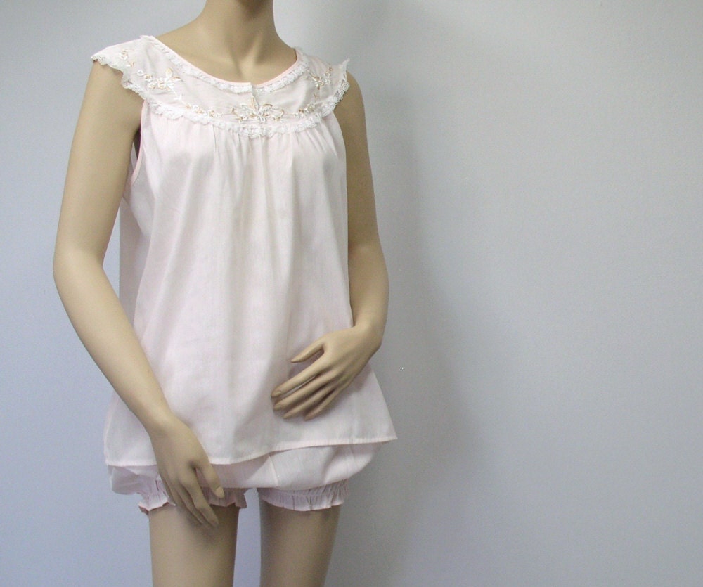 Cotton Babydoll Pajamas 1960s Pink Size by VintageAgelessThings