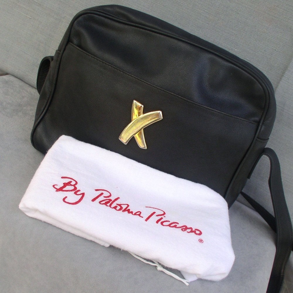Paloma Picasso Black Handbag by VintageAgelessThings on Etsy