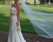 Single layer Chapel style wedding veil  white, ivory or diamond