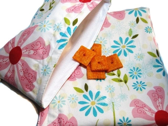 Sweet Divinity Floral Sandwich and Snack Bag Set, Reusable