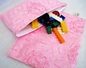 Reusable Sandwich and Snack Bag Set-Barbie Pink Hearts