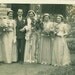 1930s European Wedding Day Photo Bride Groom Woodland Bridesmaids Hats Gloves Photograph Standing Catholic Church