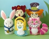 Alice in Wonderland - Wool Felt Finger Puppets or Ornaments