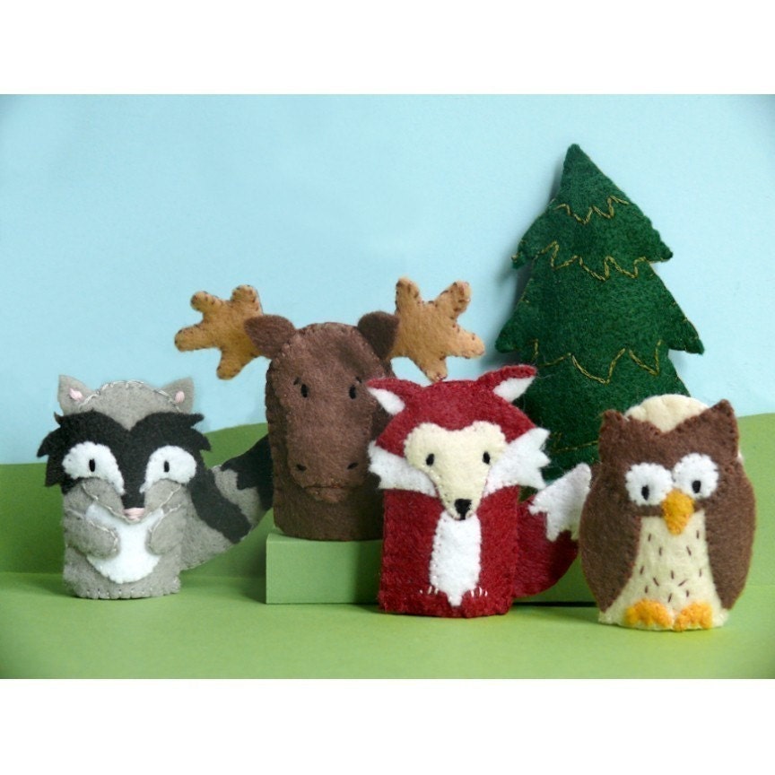 Forest Friends - Wool Felt Finger Puppet Set