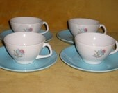 Vintage Steubenville Set of 4 Cups and Saucers, in the Fairlane Pattern
