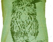 The Owl Art Print Tank T-shirt Ladies American Apparel   M    or    L