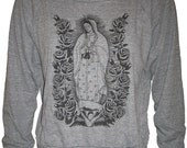 Lady of Guadalupe Virgin Mary Art Print Ladies Raglan Pullover Slouchy Sweatshirt American Apparel L