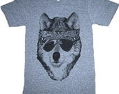 The Party WOLF Dog Mens T-Shirt American Apparel Tri-Blend Athletic Grey XS    S      M   L   or   XL