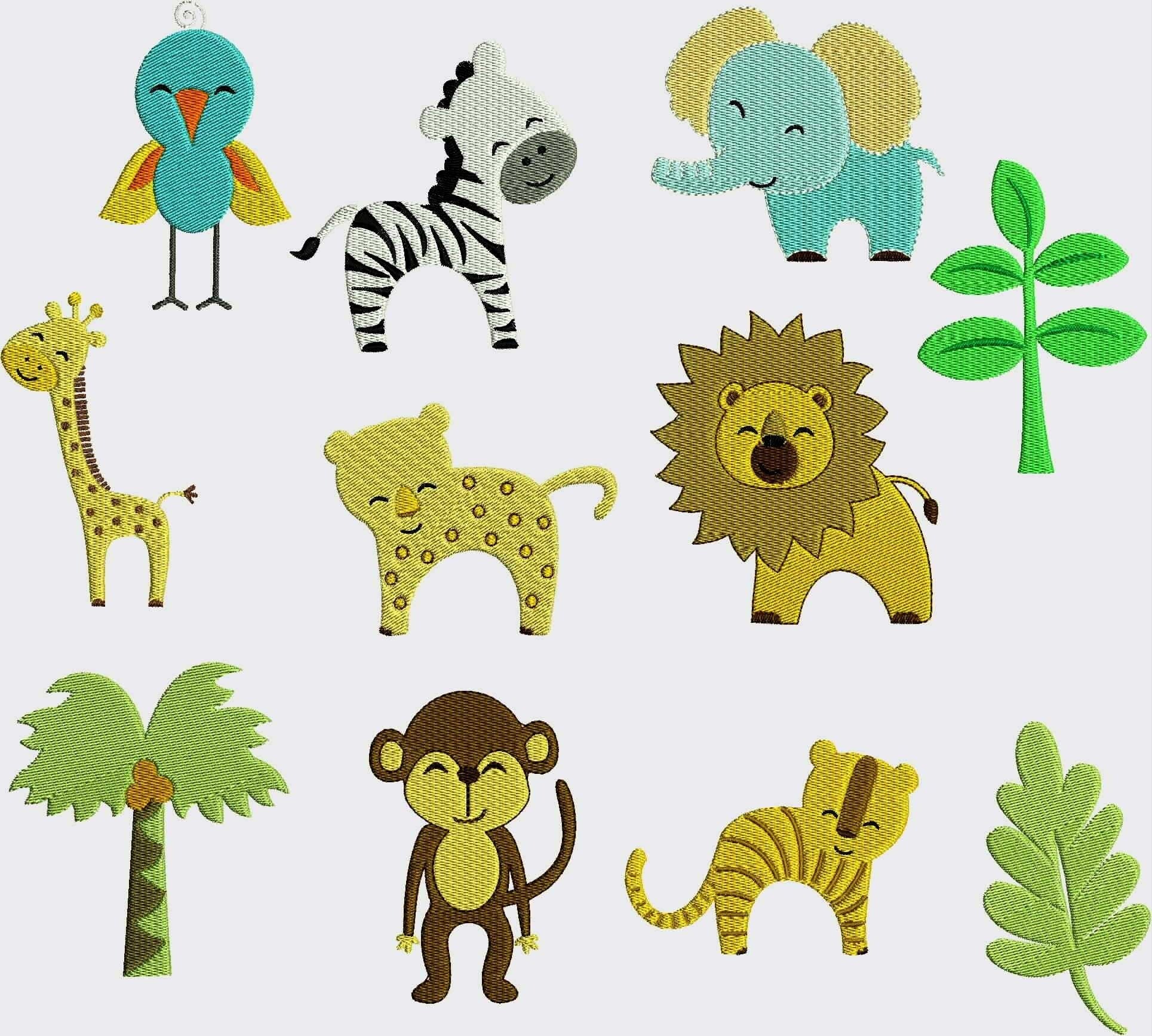 JUNGLE ANIMALS FUN MACHINE EMBROIDERY DESIGNS by MaineMomBoutique