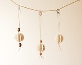 Trio of Mini Geometric Orb Ornaments-White Wishes