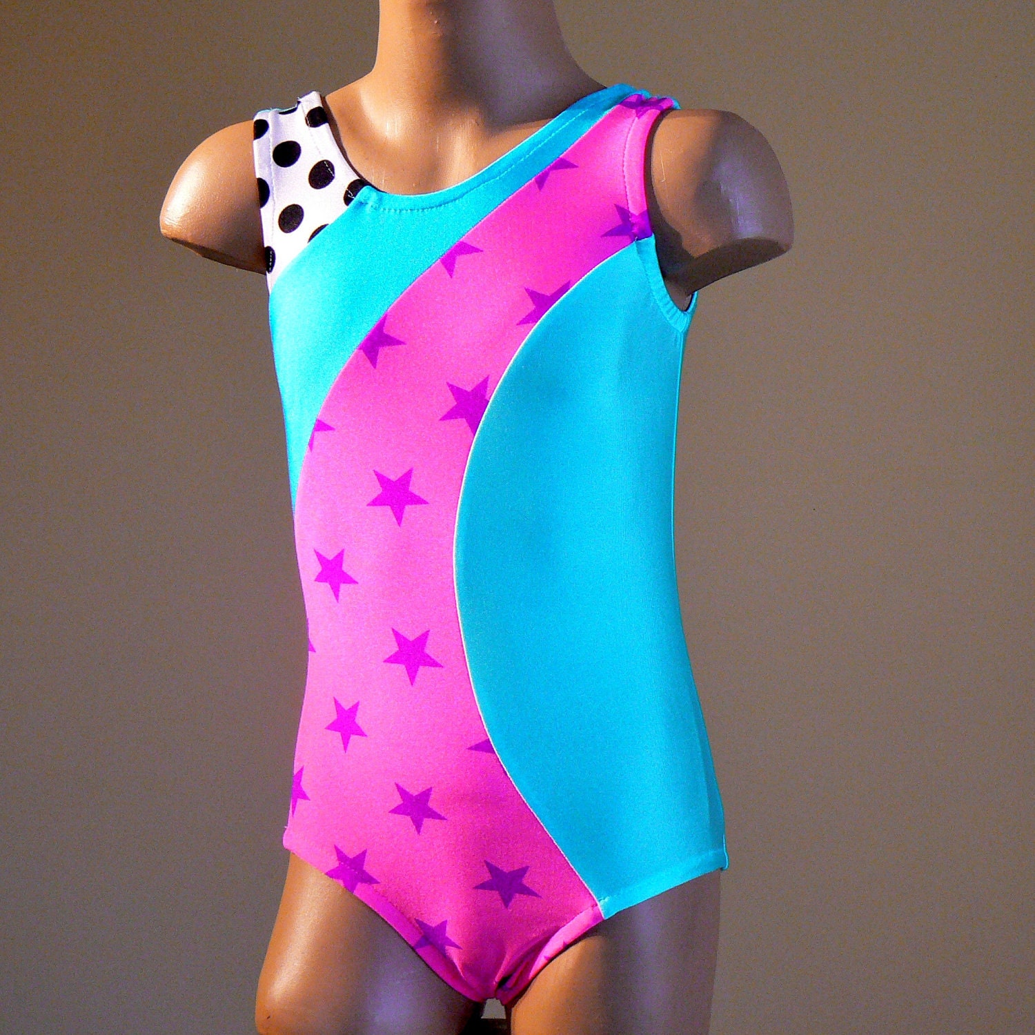 Gymnastics Leotard Bright Blue with Star Inset Size by SENDesigne