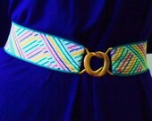 Vintage belt multi-colored pastel stripe