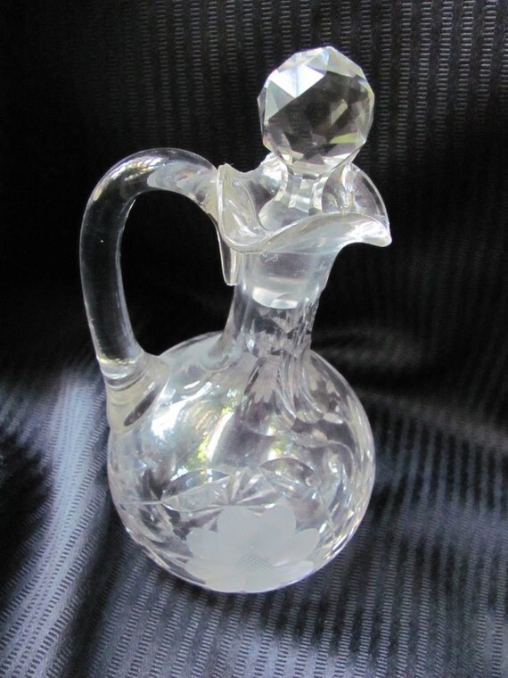 Antique Clear Cut Leaded Glass Crystal Cruet by LuvMeTwoTimes