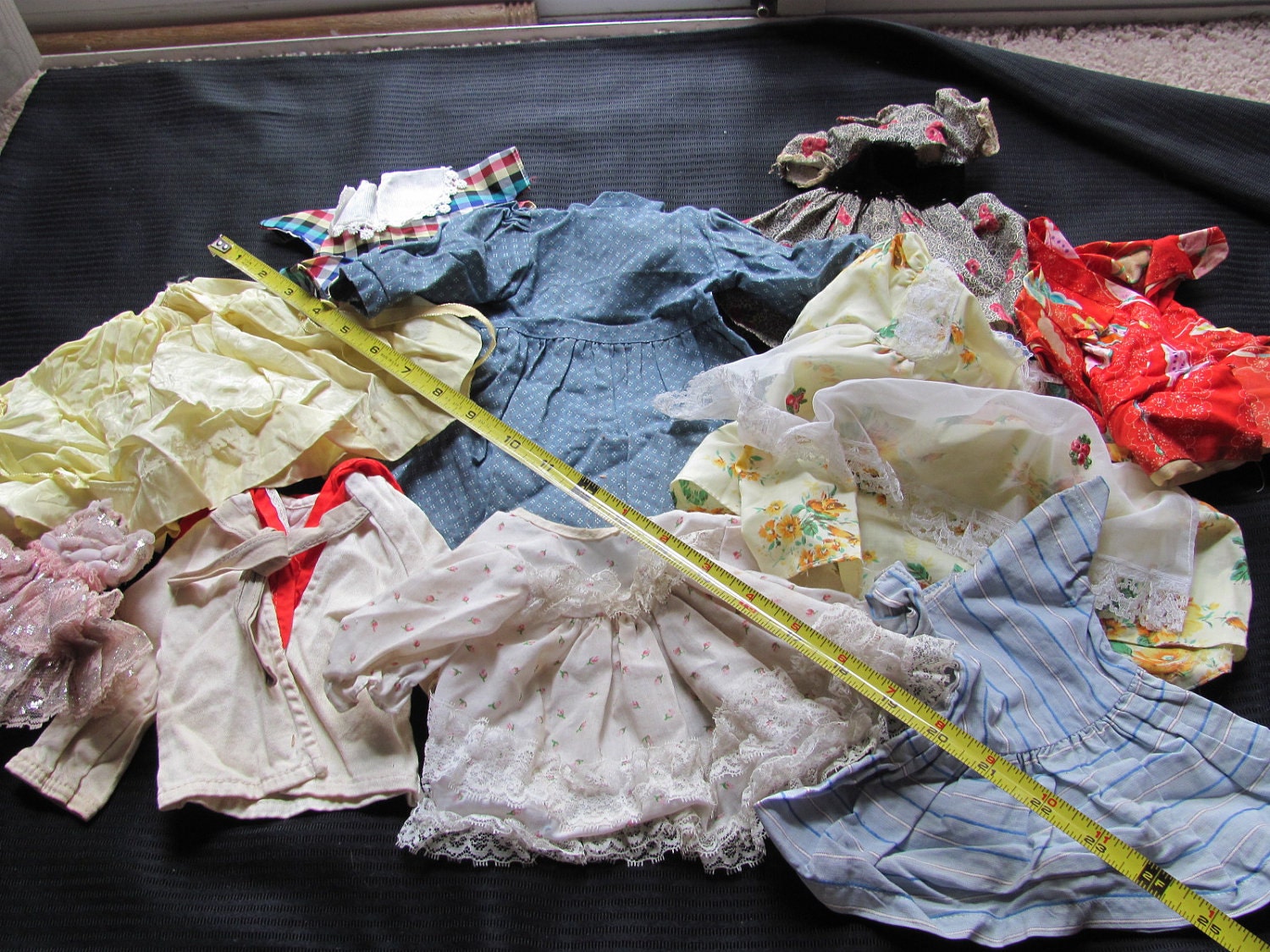 10 Pieces - Lot of Old Vintage or Antique Doll Clothes Dresses Shirt Skirt Pants