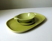 Russel Wright Chartreuse Serving Platter Lug Bowl and Small Plate