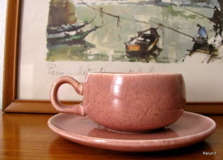 Vintage Russel Wright Demitasse Coral Cup and Saucer