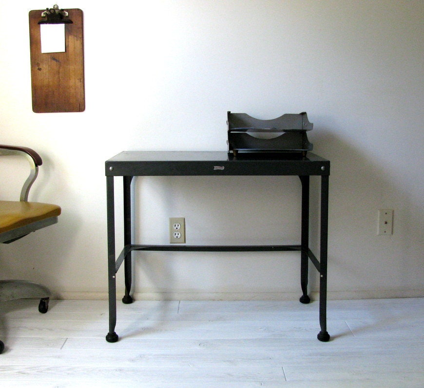 Vintage Industrial UHL Toledo Office Work Station Table Media Console