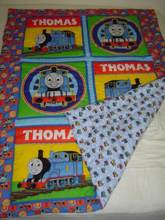 THOMAS THE TRAIN BEDDING/QUILT 56 X 43 by qqblankets on Etsy